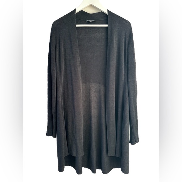Eileen Fisher Open Front Cardigan Italian Yard Knit Black Long Sleeve Large - Picture 1 of 10